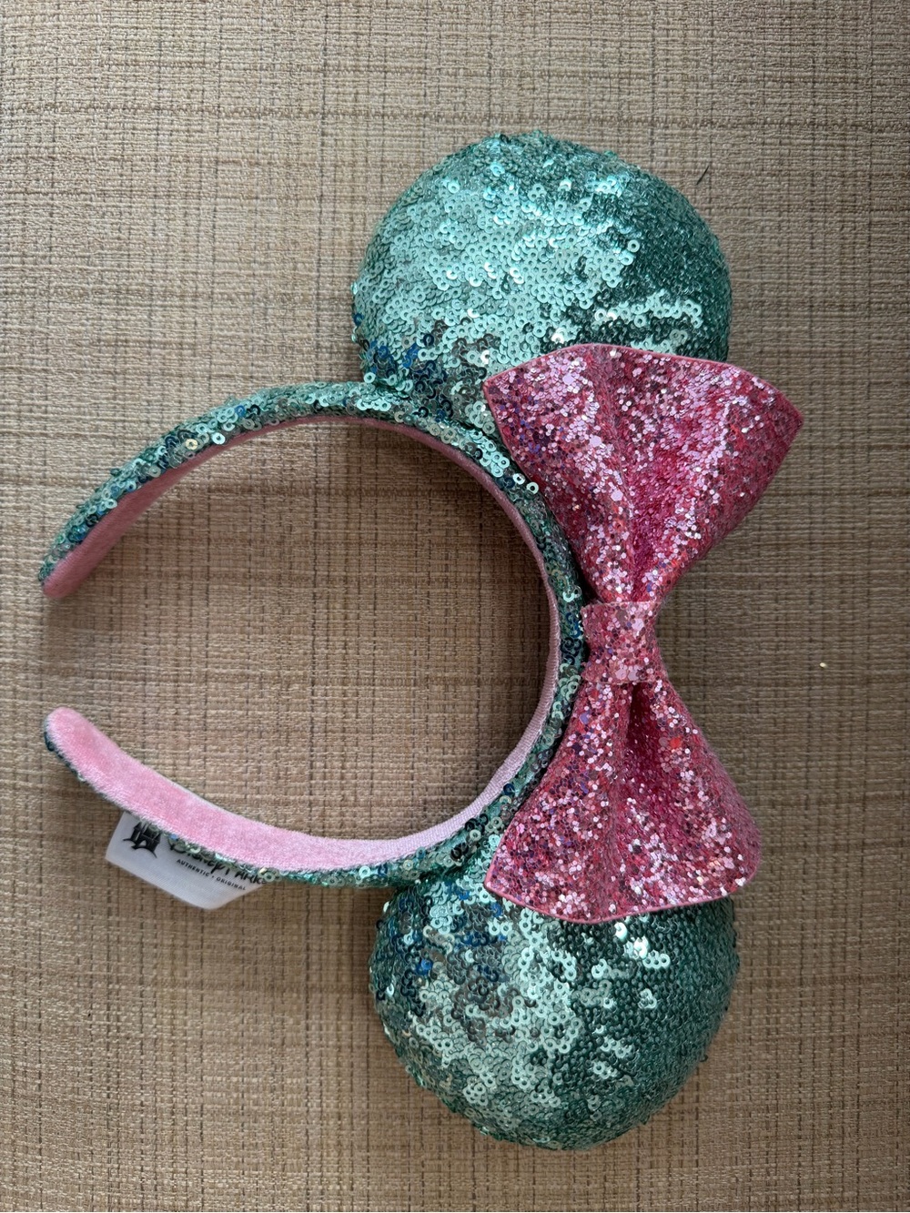 Disney Sequin Minnie Ears Headband in Teal and Pink